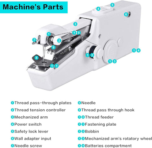 Handheld Sewing Machine, Mini Sewing Machine, Cordless Portable Quick Electric Sewing Machine with Sewing Accessories for Beginners, Suitable for ...