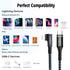 90 Degree iPhone Charger Fast Charging Cable 2Pack 10ft 6ft USB C to Lightning Right Angle Black......