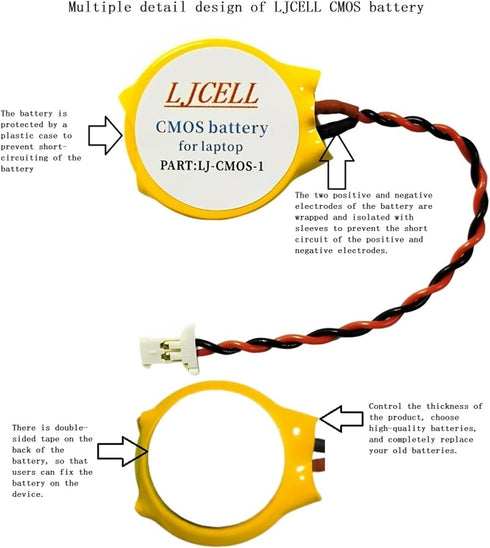 CMOS Battery for Dell Alienware Alpha R1 Steam Machine i5 i7 Desktop,Fix Yellow Light BIOS RTC CR2032 Battery with 2 Wire Cable and Connector...