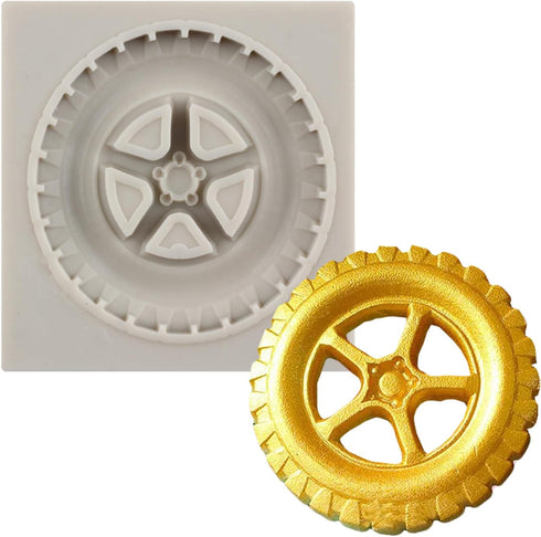 3D Round Tire Fondant Mold Truck Wheel Silicone Mold For Cake Decorating Cupcake Topper Chocolate Gum Paste Polymer Clay Set Of 1...