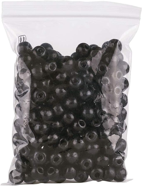 KISSITTY 200Pcs Natural Dyed Black Wooden Ball Spacer Beads 10mm Wood Loose Smooth Beads with 3.5mm Hole for DIY Craft Jewelry Making...