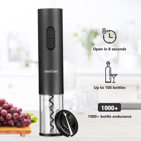 Electric Wine Bottle Opener, Wine Opener Corkscrew Key Set with Foil Cutter,Automatic Reusable Easy Carry Black Wine Opener Gift for Waiter Women ...
