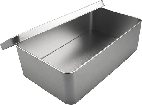 Silver Metal Tin Box Lids - Large Containers, Holder for Keeping Car Keys, Cookie, Pencil Case, 8.2 x 4.7 x 2.4 inch...