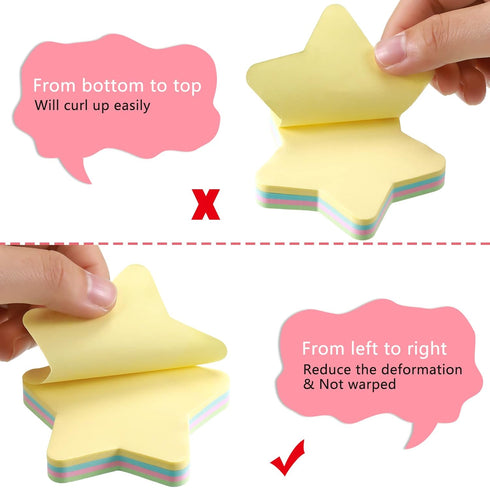 6 Pack Star Shape Sticky Notes 3 x 3 Inch Adhesive Self Stick Pads Easy to Post for Home Office Business Notebook 4 Colors 100 Sheets/Pad...