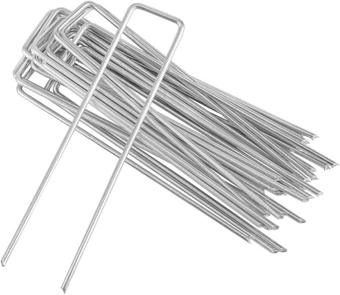 6-inch 11 Gauge Landscape Staples, 20PCS Galvanized Pins Garden Stakes for Weed Barrier, Ground Cover, Holding Fence, Artificial Turf, Irrigation,...