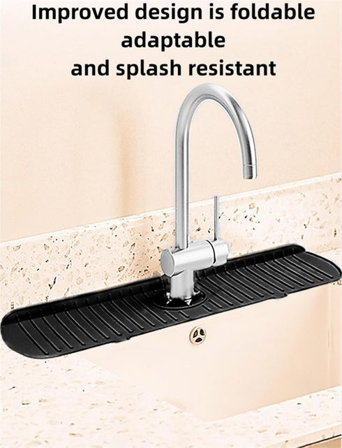 Big Size Kitchen Sink Splash Guard, 24in Faucet Mat Splash Catcher, Handle Drip Catcher Tray, Multipurpose for Kitchen Dish Drying Mats Sponge Hol...