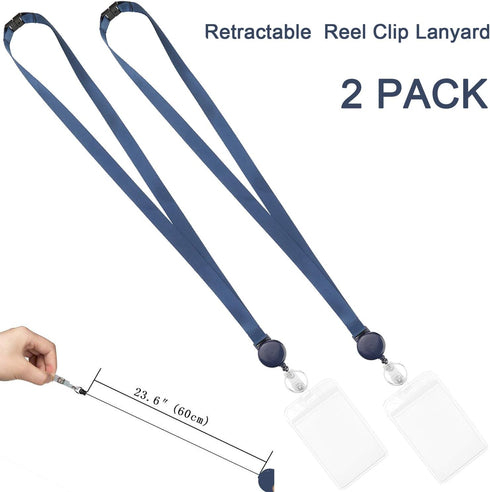 Retractable Badge Holder with Lanyard Retractable Breakaway Safety Lanyard with id Badge Holders Vertical Retractable id Badge with Clip Reel for ...