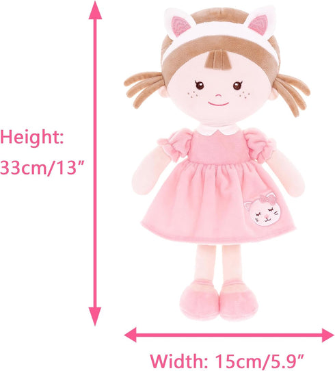 Cuddle Buddy Doll Soft Baby Doll for Girls First Baby Doll Plush Rag Doll Wear Kitty Costume PinkDress 14"?Milly series?...