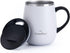 GRANDTIES Insulated Coffee Mug with Handle - Sliding Lid for Splash-Proof 16 oz Wine Glass Shape Thermal Tumbler with Double Walled Vacuum Stainle...