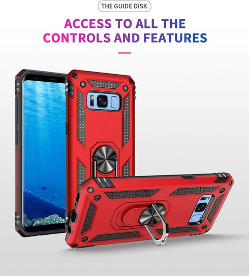 Military Grade Drop Impact for Samsung Galaxy S8 Plus Case 6.2 inch 360 Metal Rotating Ring Kickstand Holder Built-in Magnetic Car Mount Armor for...