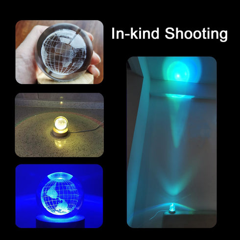 3D Crystal Earth Ball Light with Colorful LED Light Base,Valentine's Day Gift,Color Changing Table Lamp with Remote,Unique Gift for Kids,Girlfrien...