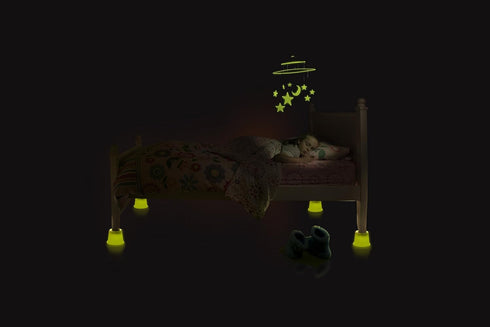 Slipstick CB643 3” Lift Glow in The Dark Bed Risers/Furniture Risers – Adds 3 inch Height for Under Bed Storage & Shows Bed Location in Dark (Set ...
