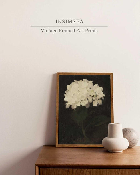 InSimSea Framed Wall Art Decoration Canvas Wall Art Room Decor, White Hydrangea Oil Painting Canvas Prints, Bedroom Bathroom Wall Art Kitchen Offi...