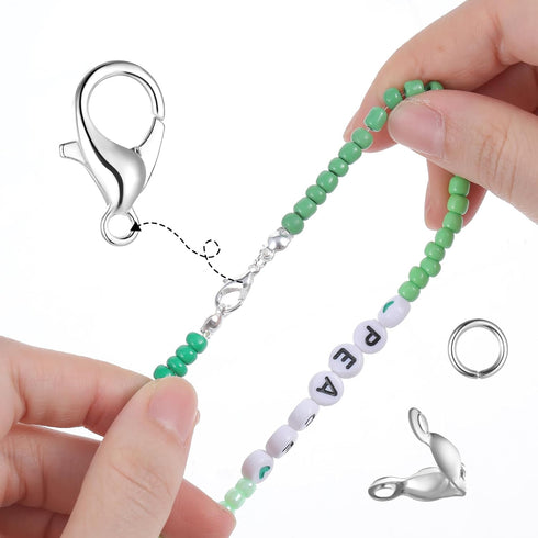 1250 Pcs Jewelry Making Accessories Set Includes 150 Pieces Lobster Claw Clasps 300 Pieces Bead Tips Knot Covers and 800 Pieces Open Jump Ring Con...