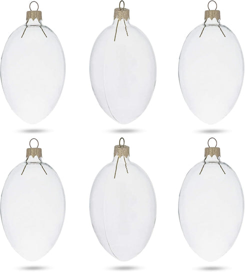 Set of 6 Clear Glass Egg Ornaments DIY Craft 4 Inches...