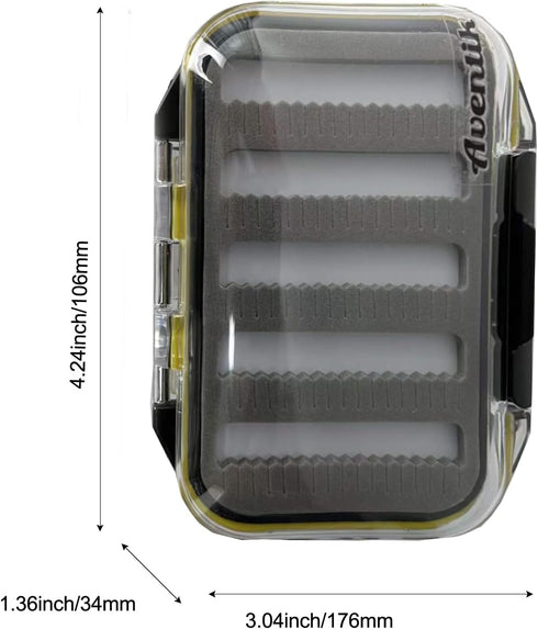 Aventik Fly Box Flies Case Jig Box Waterproof Lightweight Streamer Fly Box Double Sides Deep Clear Lid Saltwater Fresheater Fishing Lure Case(H18X...