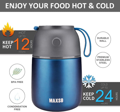 Insulated Thermo Food Jar for Hot & Cold Food for Kids Adult, 17 oz Soup Thermal Hot Food Containers for Lunch, Triple Layer Insulation Stainless ...