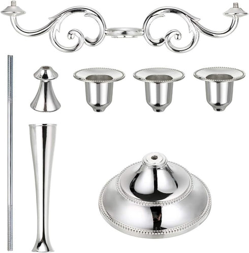 OwnMy 3 Arms Metal Candelabra Candlestick Silver European Elegant Candle Holder Candle Stand for Wedding Dining Table Christmas Party Home Decorat...