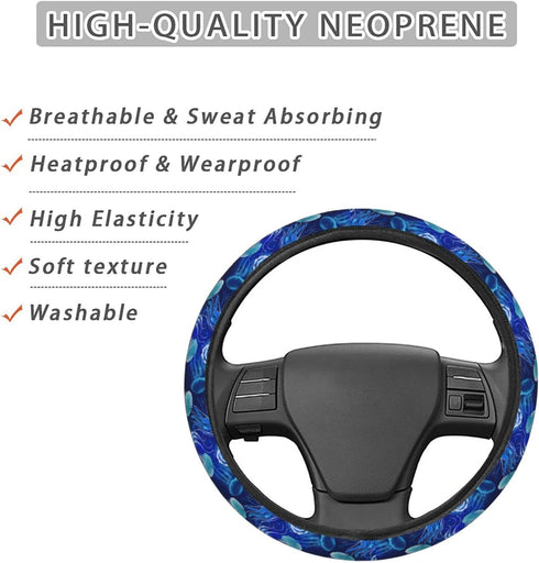 Ocean Blue Jellyfishes Steering Wheel Cover for Women, Girls 15 inch Universal Auto Car Anti Slip Wrap Steering Wheel Covers Fit for Vehicles, Tru...