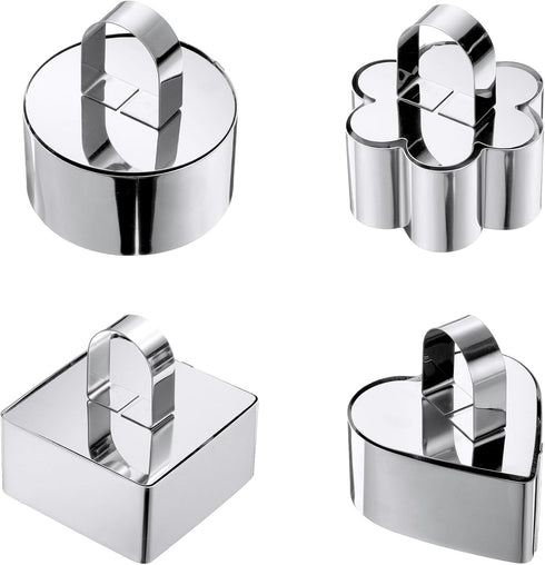 uxcell 1 Set Round Cake Ring, Stainless Steel Dessert Mousse Rings with Pusher for Biscuit, Mousse Cake, Dessert, Silver...