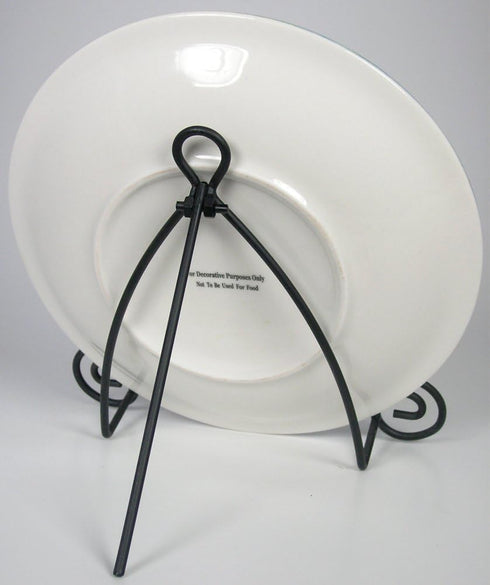 BANBERRY DESIGNS Black Metal Folding Easel - Display Plate Stand - Swirling Spiral Scroll Design - Set of 3- 7" H...