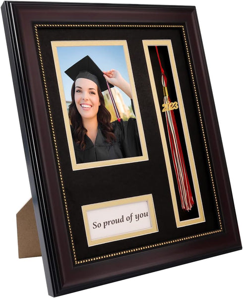 GraduatePro Graduation Picture Frame with Tassel Holder Shadow Box Graduation Decoration Gift-So Pround of You, Mahogany 4x6 Photo Frame...