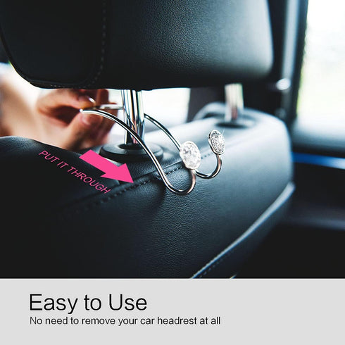 4 Pack Bling Car Hooks - Universal Car Headrest Hooks, Stainless Steel Car Seat Hooks for Women Bags & Purses (Silvery)...