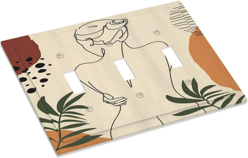 Abstract Art Bosnia Boho Triple Toggle Light Switch Cover 3 Gang Wall Plate Decorative Switchplate Electrical Faceplate for Bathroom Kitchen Home ...