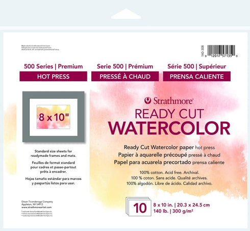 Strathmore Watercolor Paper Pack 8"X10"-10 Sheets -140308...