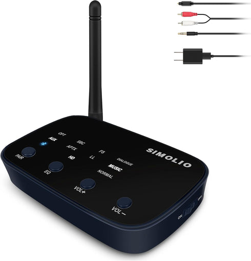 SIMOLIO Long Range HD Bluetooth Receiver for Home Stereo w/EQ & VOL Control, aptX Low Latency Bluetooth 5.0 Adapter Stereo Receiver for Music Stre...