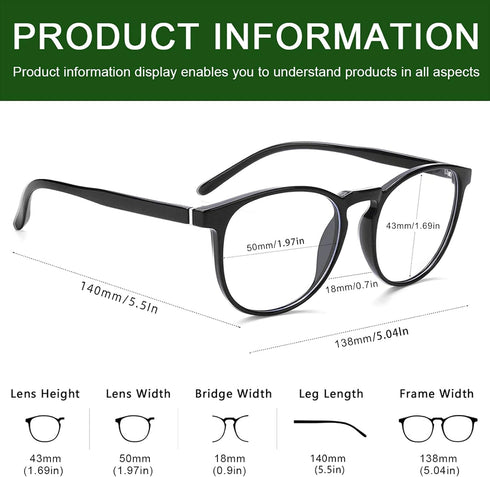 Przene 3 Pack Blue Light Blocking Glasses Women/Men,Retro Round Computer Glasses Anti Eye Strain/UV/Glare, Gaming Glasses. (Black/Crystal/Amber).....