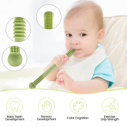 Hollow Teether Tubes, 6 Pack Chew Straw Toy for Infant Toddlers Silicone Teething Toys for Babies, 0-6 Months 6-12 Months BPA Free/Freezable/Dishw...
