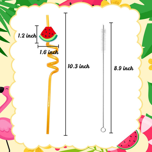 Summer Reusable Drinking Straws 24 Packs Pool Party Decorations Beach Fruit Party Favors Hawaiian Tropical Straws Goodie Bag Gifts for Birthday Pa...