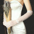 Pearl Women’s Wedding Gloves Long Tulle White Finger Lace 20s Opera Evening Party Sheer Gloves for Brides...