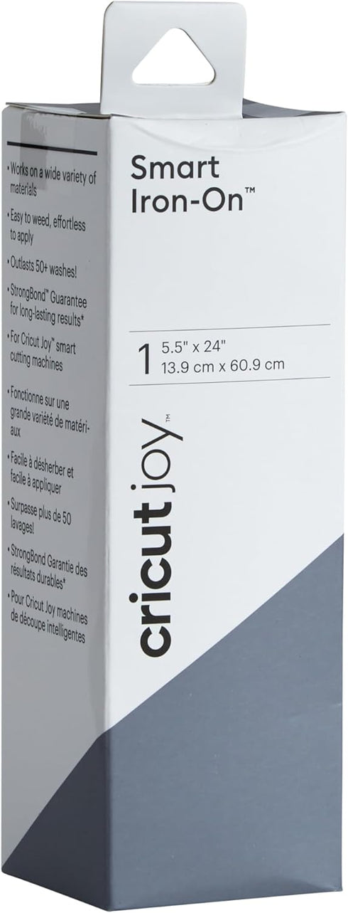 Cricut Smart Iron On Vinyl- Gray, 2-ft Roll (5.5in x 24") for Joy Machine - matless Cutting for Shapes up to 4ft, & Repeated cuts up to 20ft...