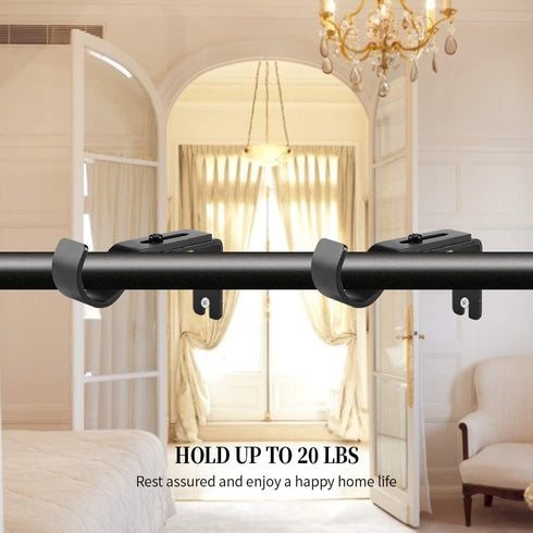 Heavy Duty Adjustable Curtain Rod Brackets Rod Holders for 1 Inch Rod, Black Color, (Set of 4,Black)...