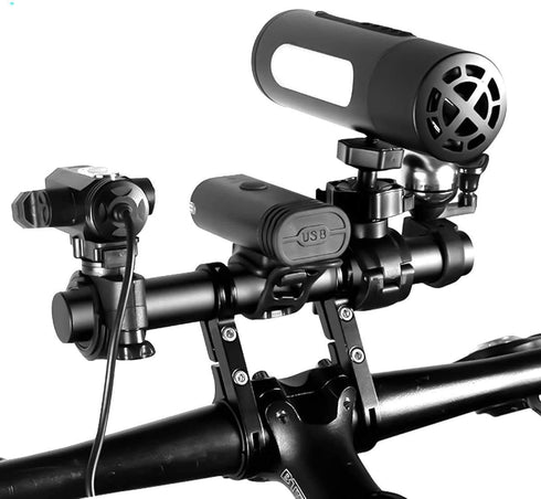Bicycle Handlebar Extension, 20cm Multifunction Double Bike Handlebar Extender Aluminum Alloy Bracket Extension Flashlight Holder Bicycle Accessor...