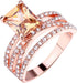Greendou Fashion Jewelry 14k Rose Gold Plated Sterling Silver Square Champagne Zirconia Ring Size 5-10 (8)...