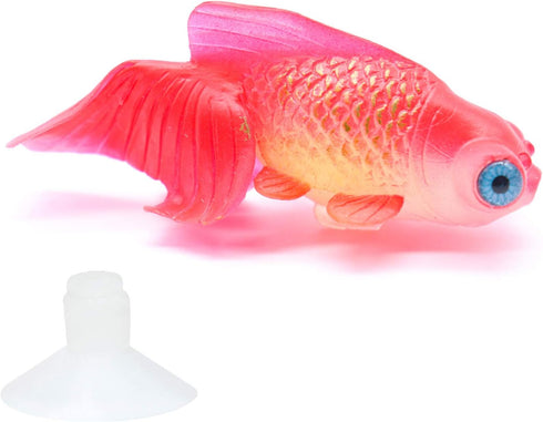 Silicone Artificial Fish Aquarium Decortion High Simulation Lifelike Floating Fake Betta Fish Tank Ornament (Red Goldfish)...