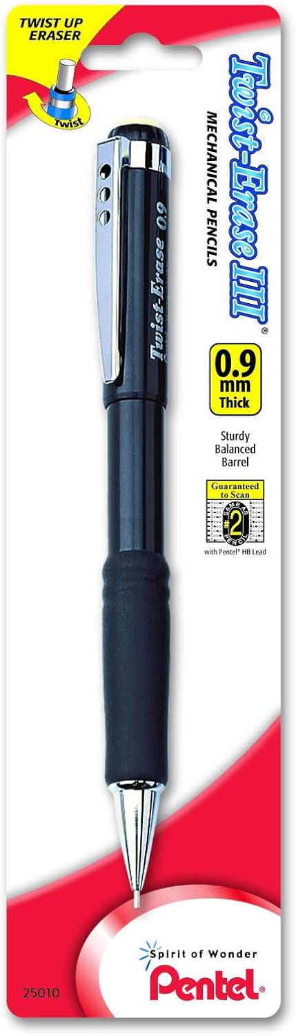 Pentel Twist-Erase III Mechanical Pencil (0.9mm) Pack of 1 (QE519BPM)...