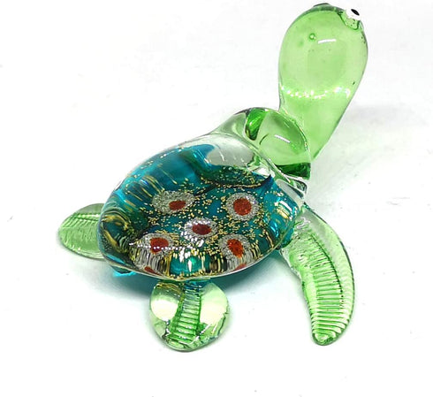 ZOOCRAFT Sea Turtle Hand Blown Glass Figurine Collectible Aquarium Miniature Home Garden Decor Personalized Gift...