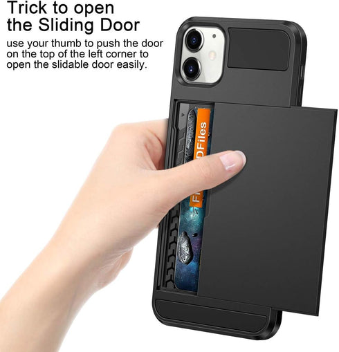 Vofolen Case for iPhone 11 Case Wallet Credit Card Holder ID Slot Sliding Door Hidden Pocket Anti-Scratch Dual Layer Hybrid Bumper Armor Protectiv...