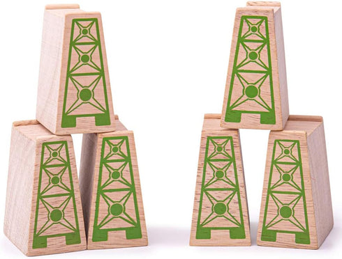 Bigjigs Rail High Level Blocks (Pack of 6) - Other Major Wooden Rail Brands are Compatible...