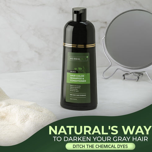 Black Hair Dye Shampoo & Conditioner, Natural Hair Dye Shampoo 3 in 1, 100% Gray Hair Coverage, Hair Color for Men & Women, 13.5 FL OZ (400 ML)...