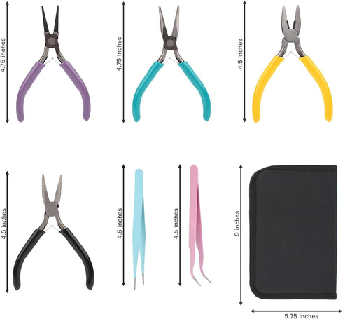 Alfie Home - Ellery 4 Pieces Pliers and 2 Pieces Tweezers Jewelry Tools Kit Set with Case, for Jewelry Beading DIY Repair Making Accessories Suppl...