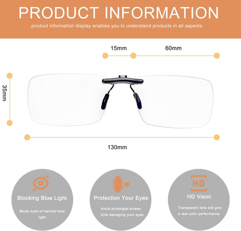FONHCOO Clip-on Blue Light Blocking Glasses Night Driving Sunglasses 2 Pack Lens over Prescription Glasses for Women Men (2 Pack Transparent Blue ...