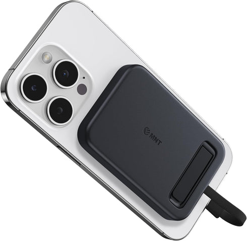 EMNT Mini Magnetic Portable Charger for iPhone,5200mAh Power Bank with Built-in Cable/Metal Stand, Battery Pack Compatible with iPhone 14/13/12/11...