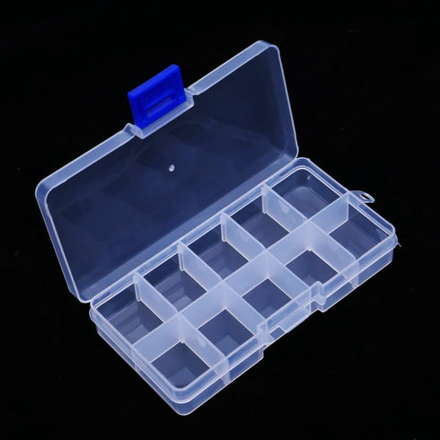 Plastic Jewelry Organizer Box Clear Storage Bead Case for Little Crafts/Arts 2 Pack Container with 10 Grids, Small...