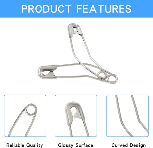 120Pcs 1-1/2 Inch Curved Safety Pins, Quilting Basting Pins Versatile and Sturdy Nickel-Plated Steel Pins for Precise Quilting...