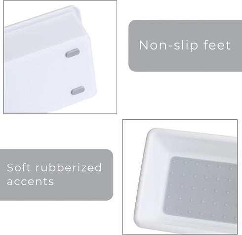 Smart Design Plastic Drawer Organizer - Set of 3-6.75 x 3.75 Inch - Non-Slip Lining and Feet - BPA Free - Utensils, Flatware, Office, Personal Car...